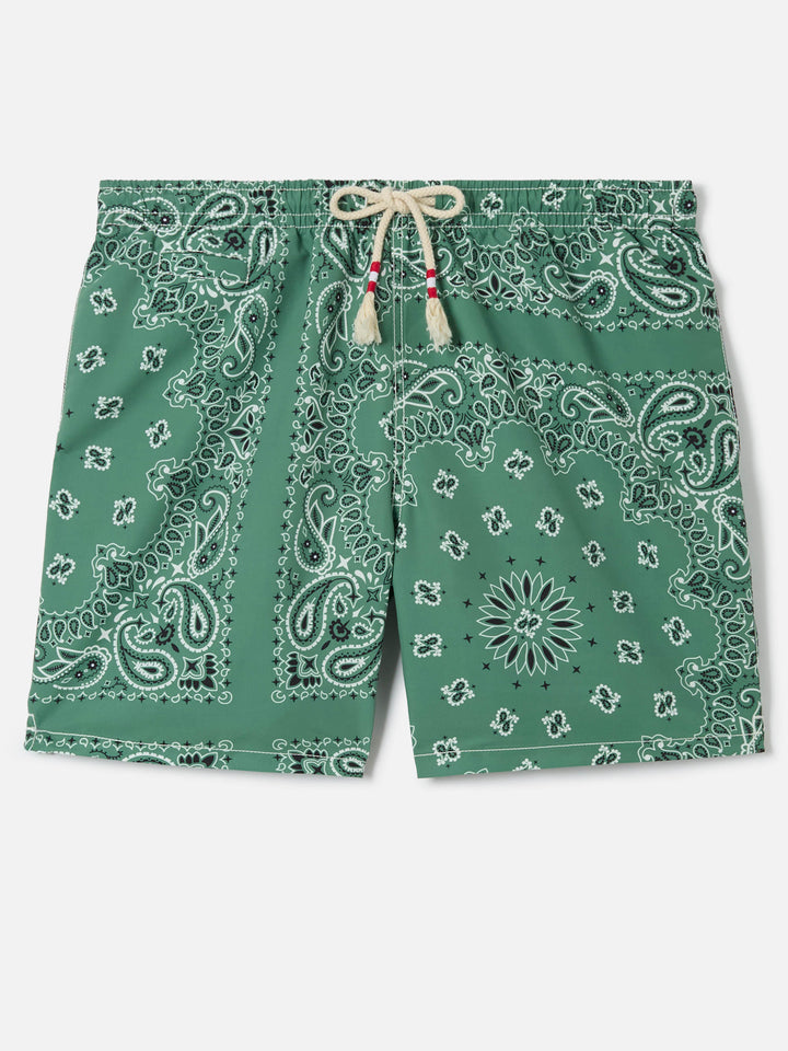 Costume mare Caprese con stampa bandana verde militare