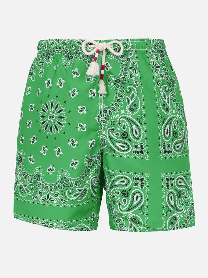 Mc2 Saint Barth Costume da bagno da uomo con stampa bandana verde