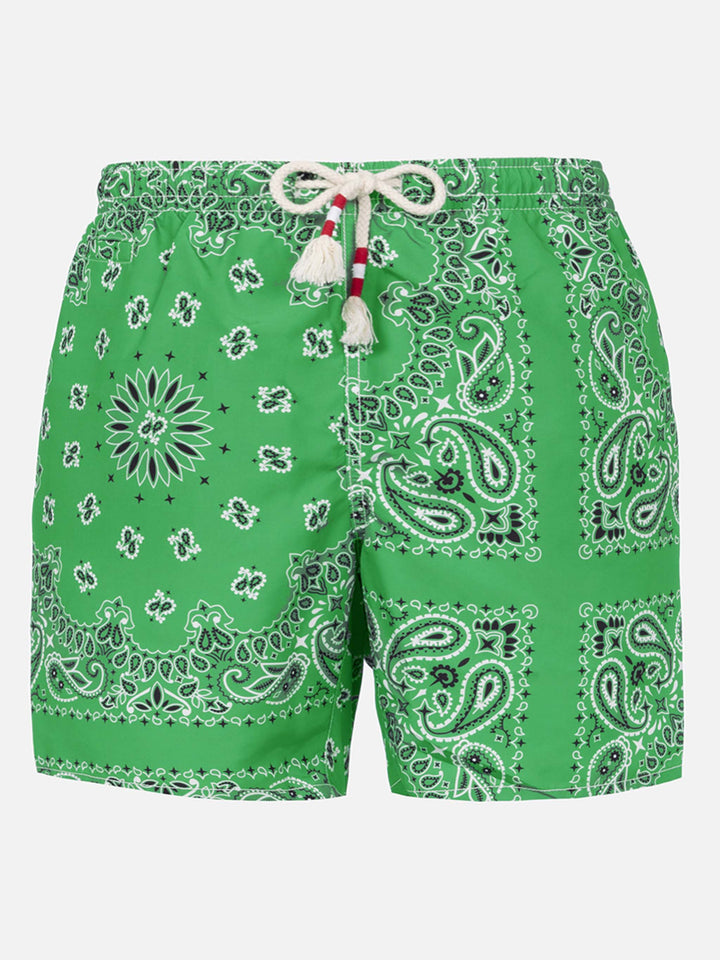 Costume da bagno da uomo con stampa bandana verde