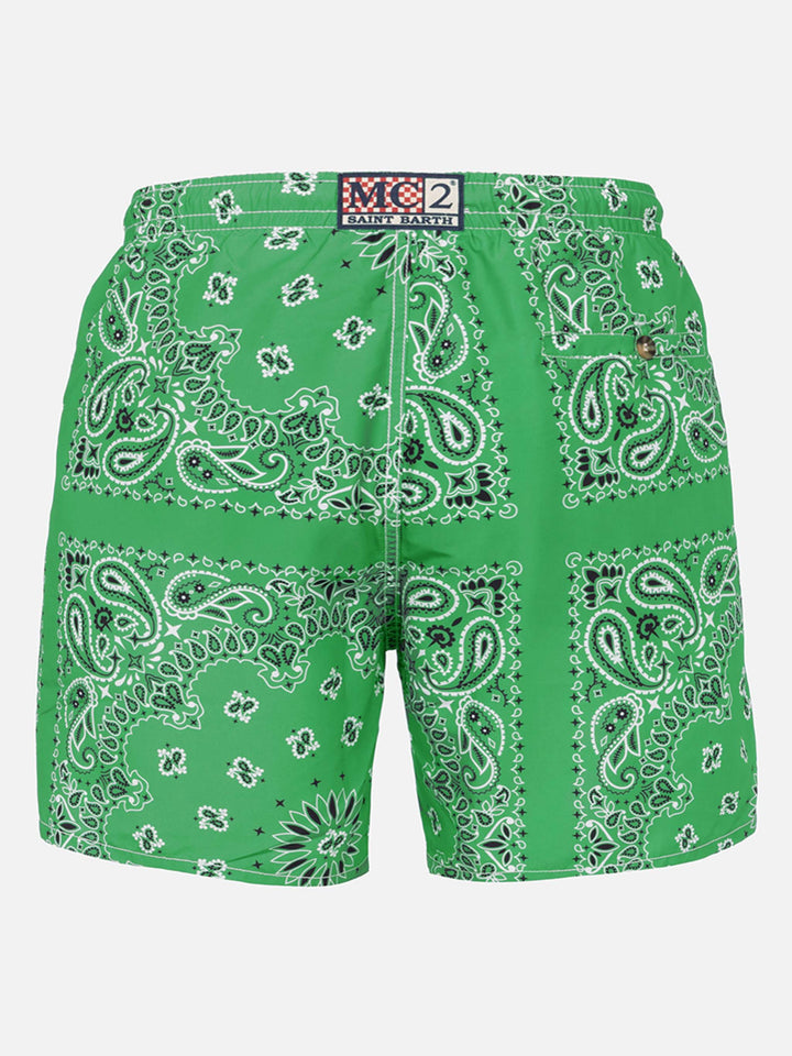 Costume da bagno da uomo con stampa bandana verde