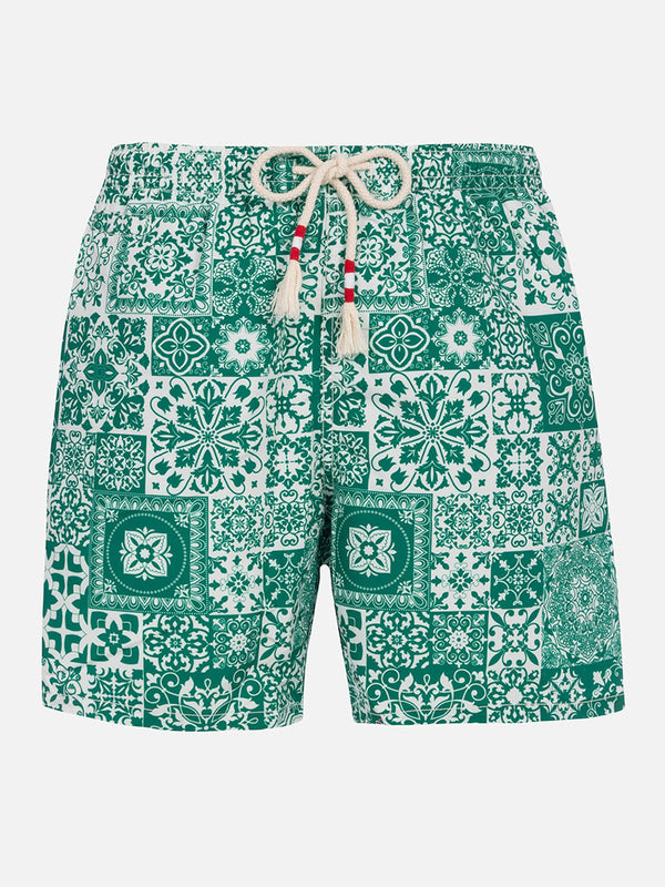 Man mid-length majolica swim-shorts Caprese