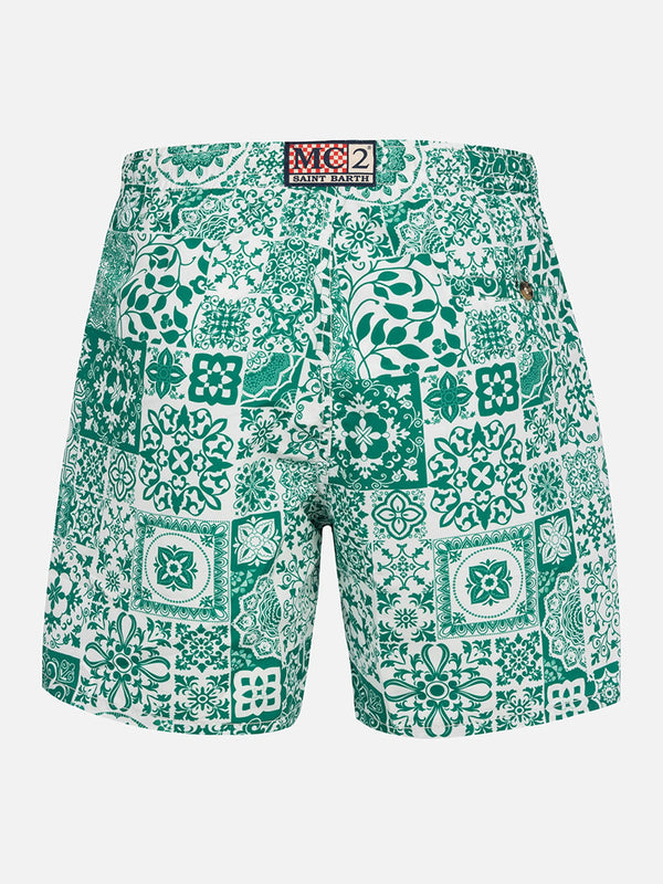 Man mid-length majolica swim-shorts Caprese