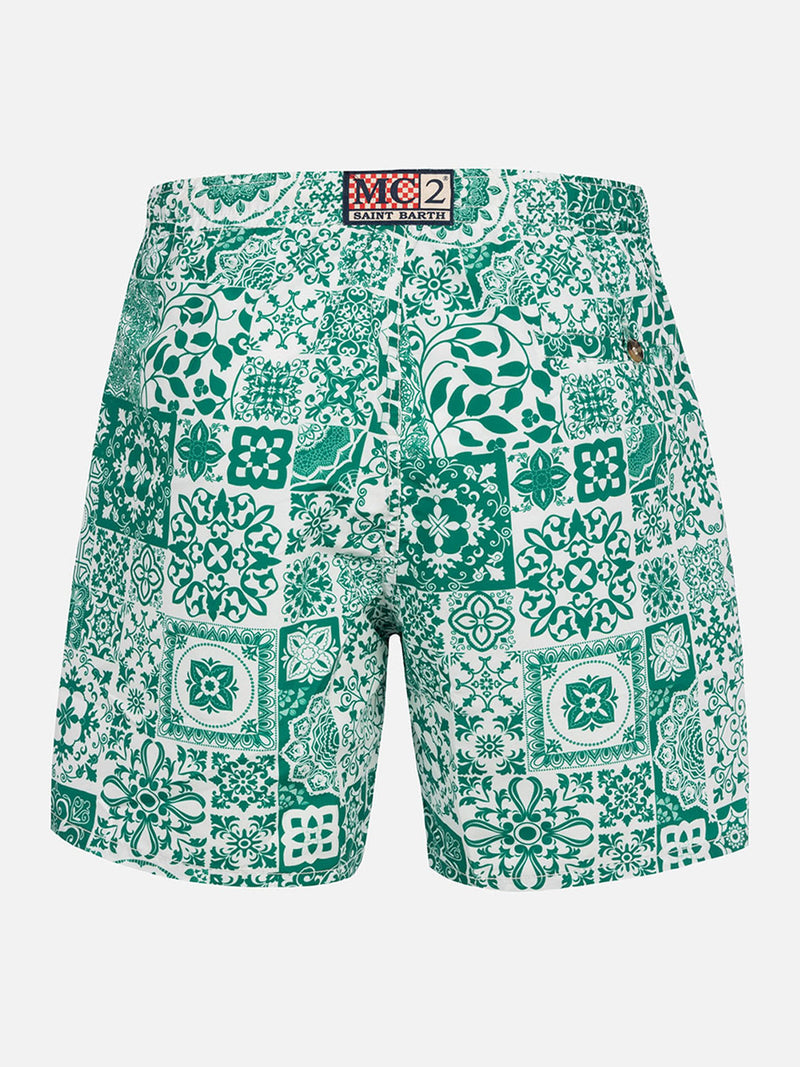 Mittellange Majolika-Badeshorts für Herren Caprese