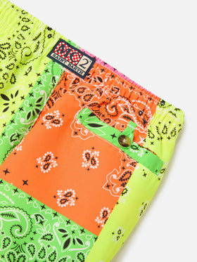 Caprese Jr Swim shorts with multicolor fluo bandana print