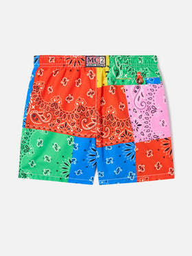 Costume da bagno da bambino con stampa bandana multicolore