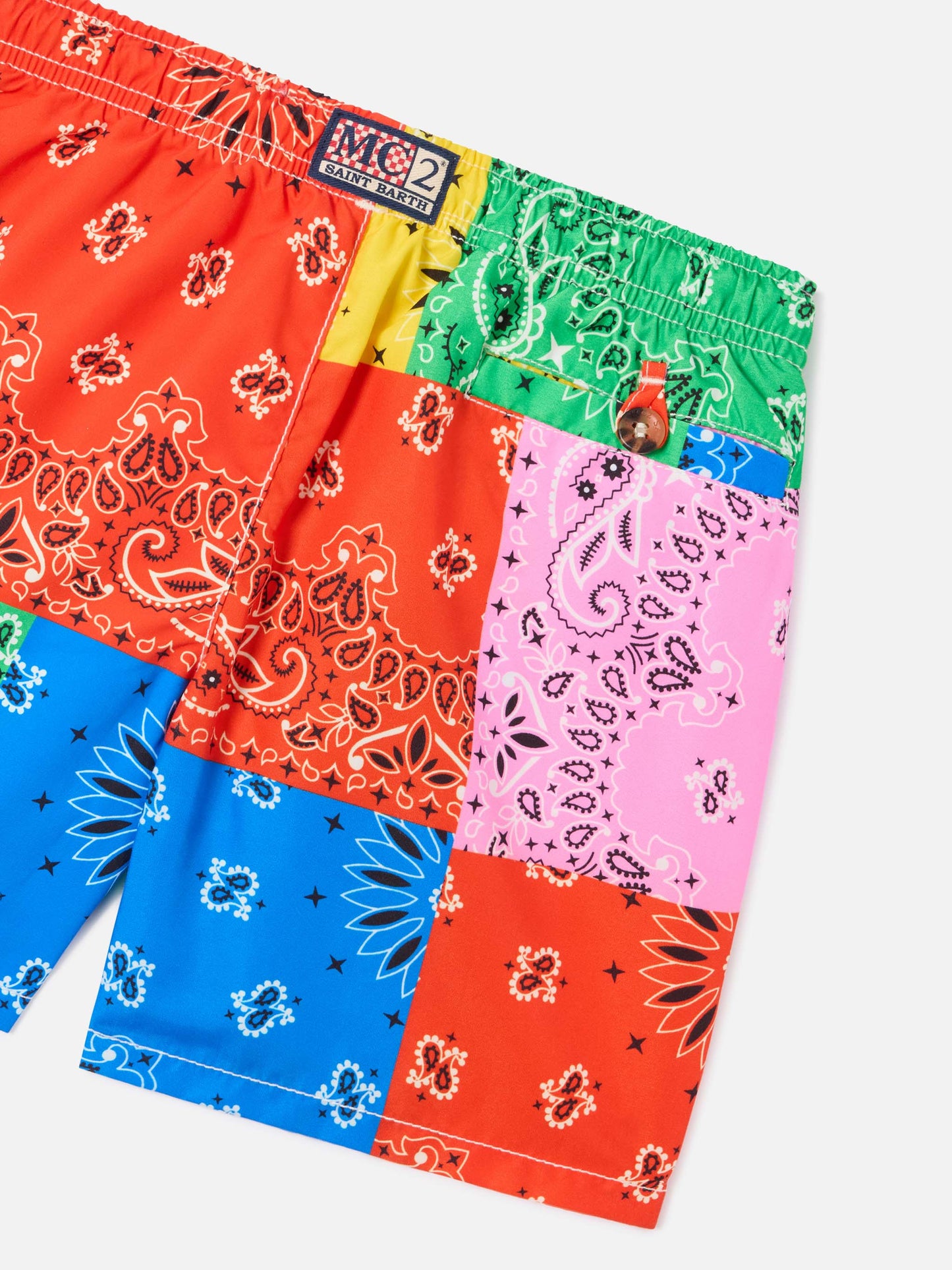Costume da bagno da bambino con stampa bandana multicolore