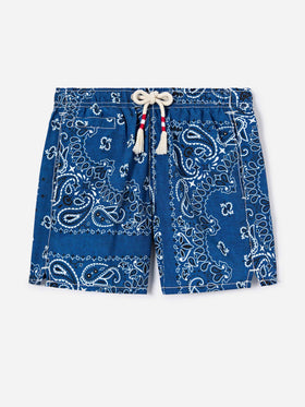 Caprese Jr swim shorts with blue navy bandana print
