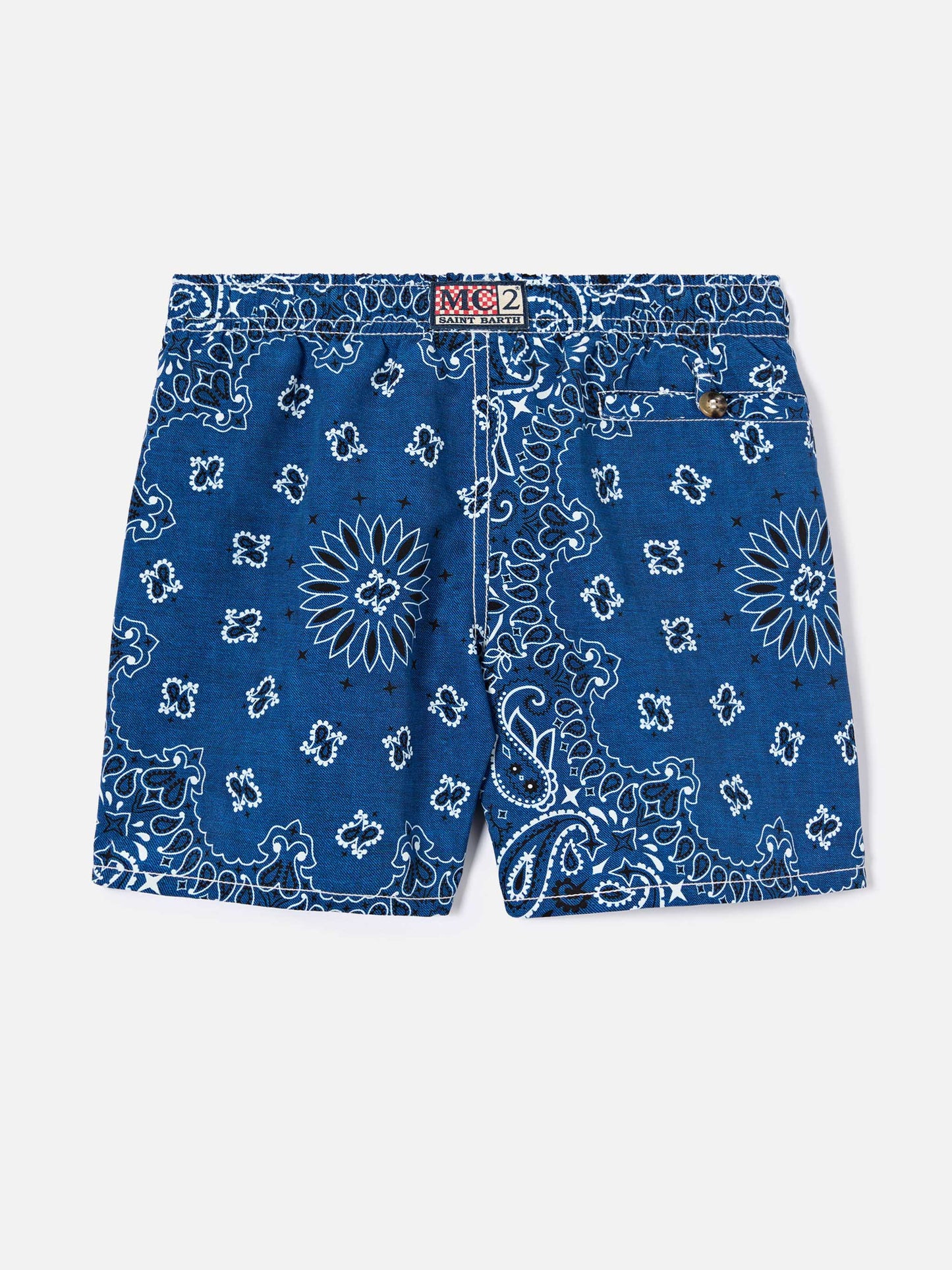 Caprese Jr swim shorts with blue navy bandana print