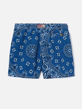 Caprese Jr swim shorts with blue navy bandana print