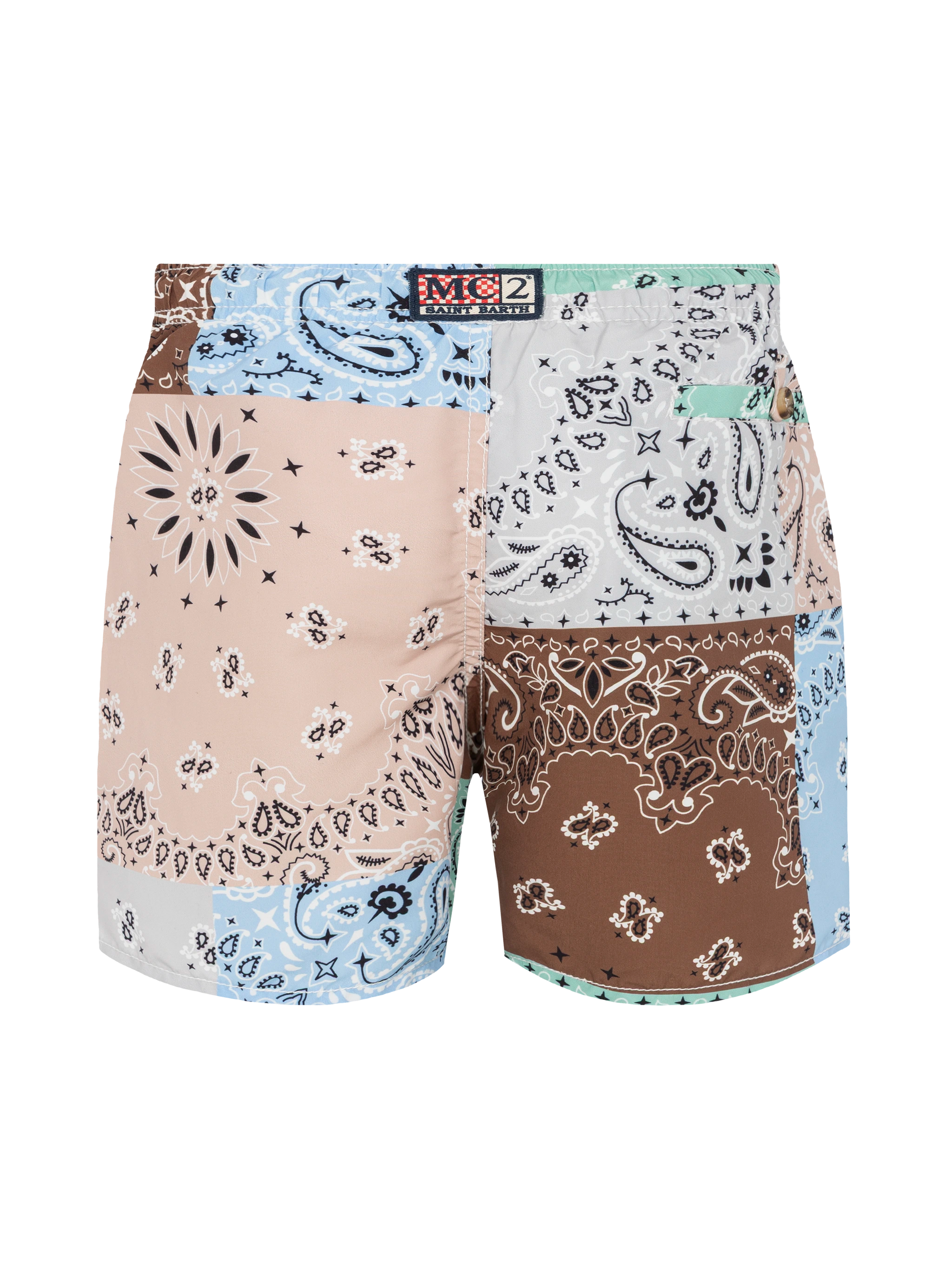 Mid-length swim-shorts Caprese Jr with bandanna patch print - MC2 Saint Barth