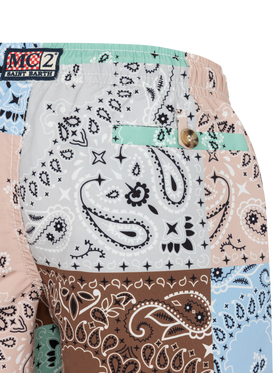 Mid-length swim-shorts Caprese Jr with bandanna patch print - MC2 Saint Barth