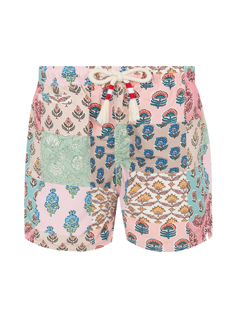 Mid-length swim-shorts Caprese Jr with flower patch print - MC2 Saint Barth