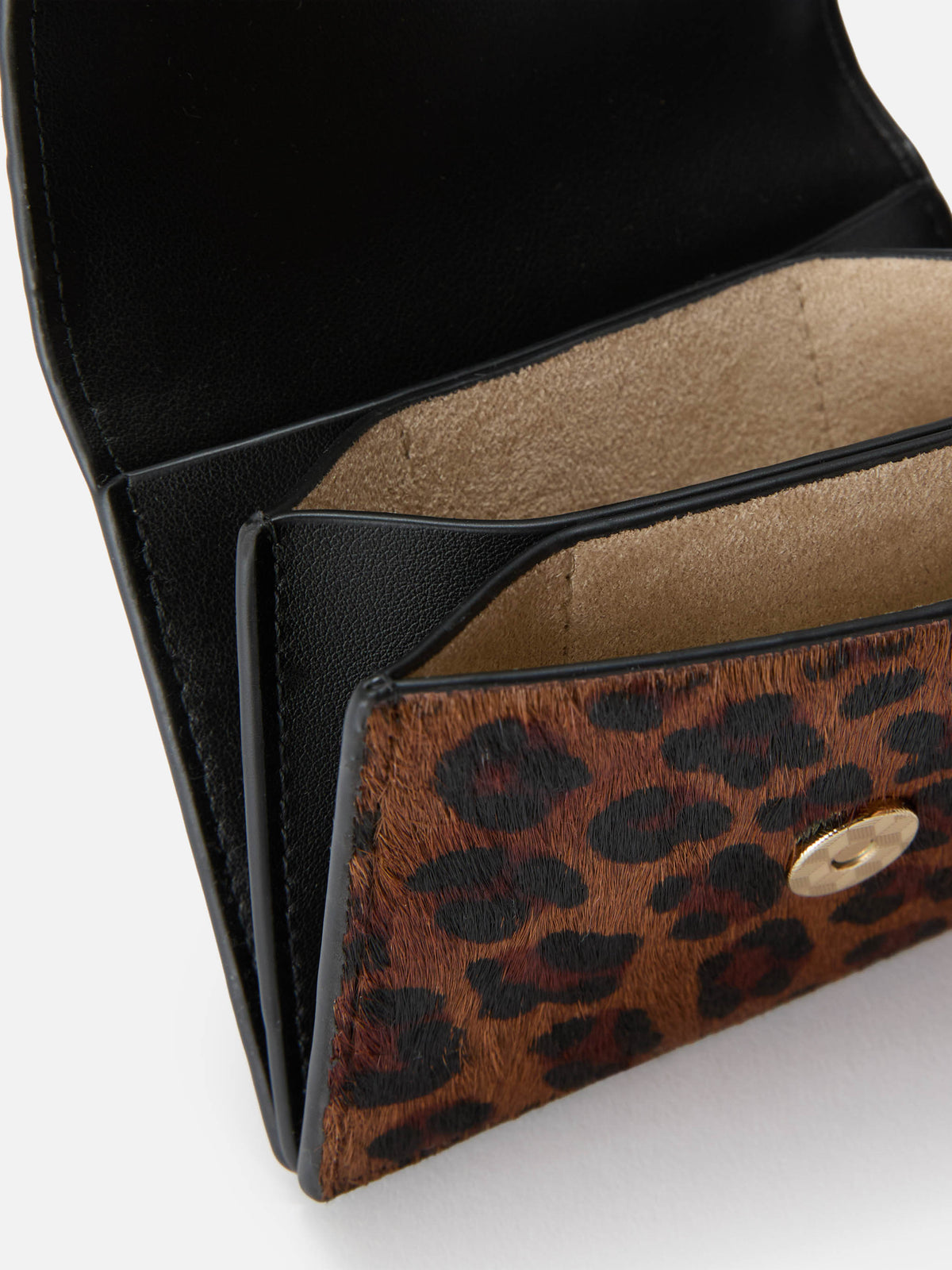 Leather card holder with leopard print