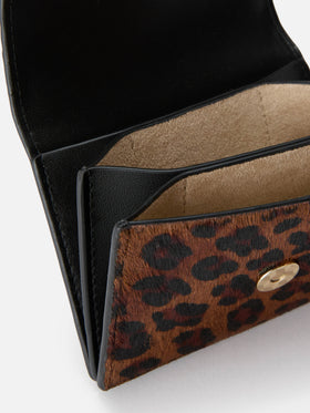 Leather card holder with leopard print