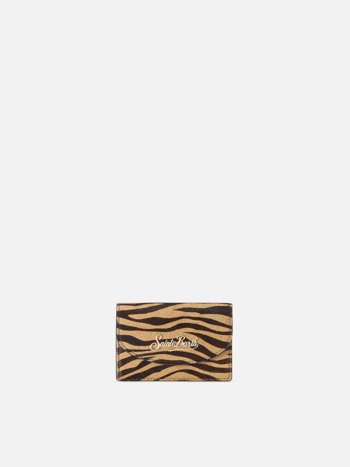 Leather card holder with zebra print