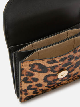 Portacarte Card Holder in pelle spazzolata e cavallino leopardato