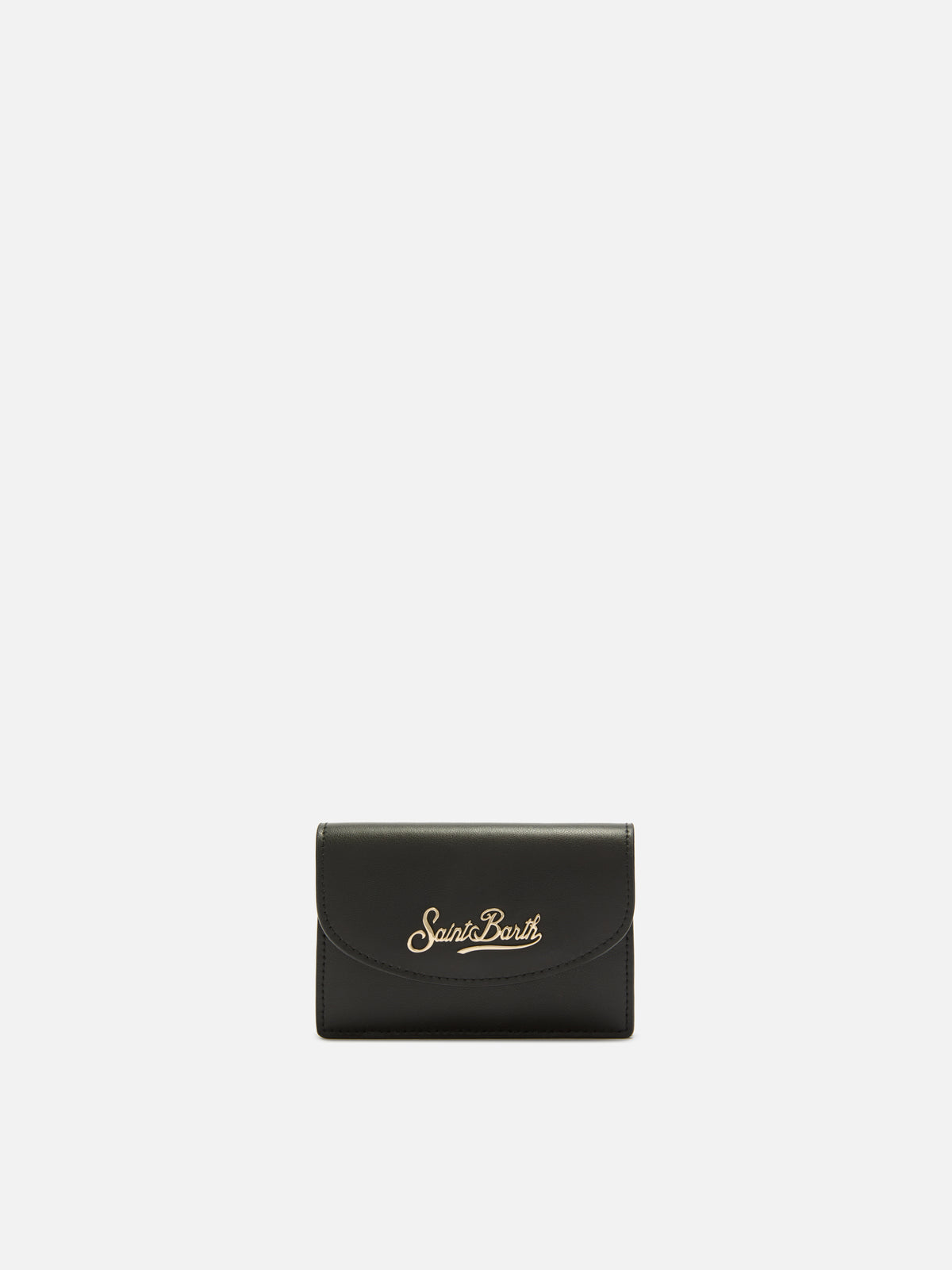 Tarjetero de piel negra con estampado del logo 