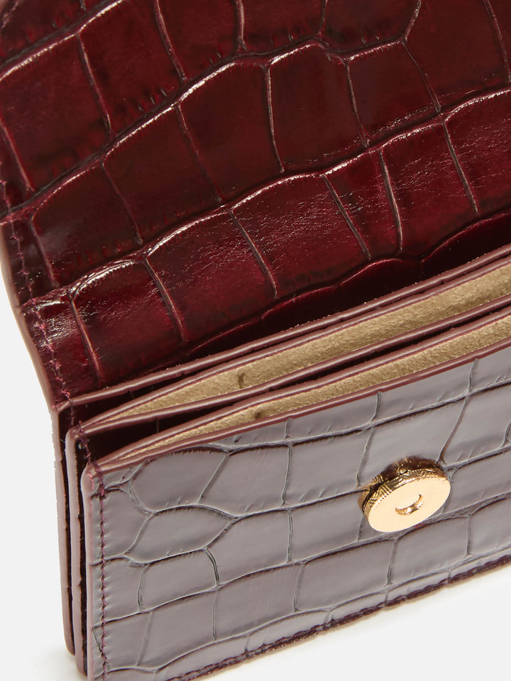 Portacarte Card Holder in pelle stampa cocco bordeaux