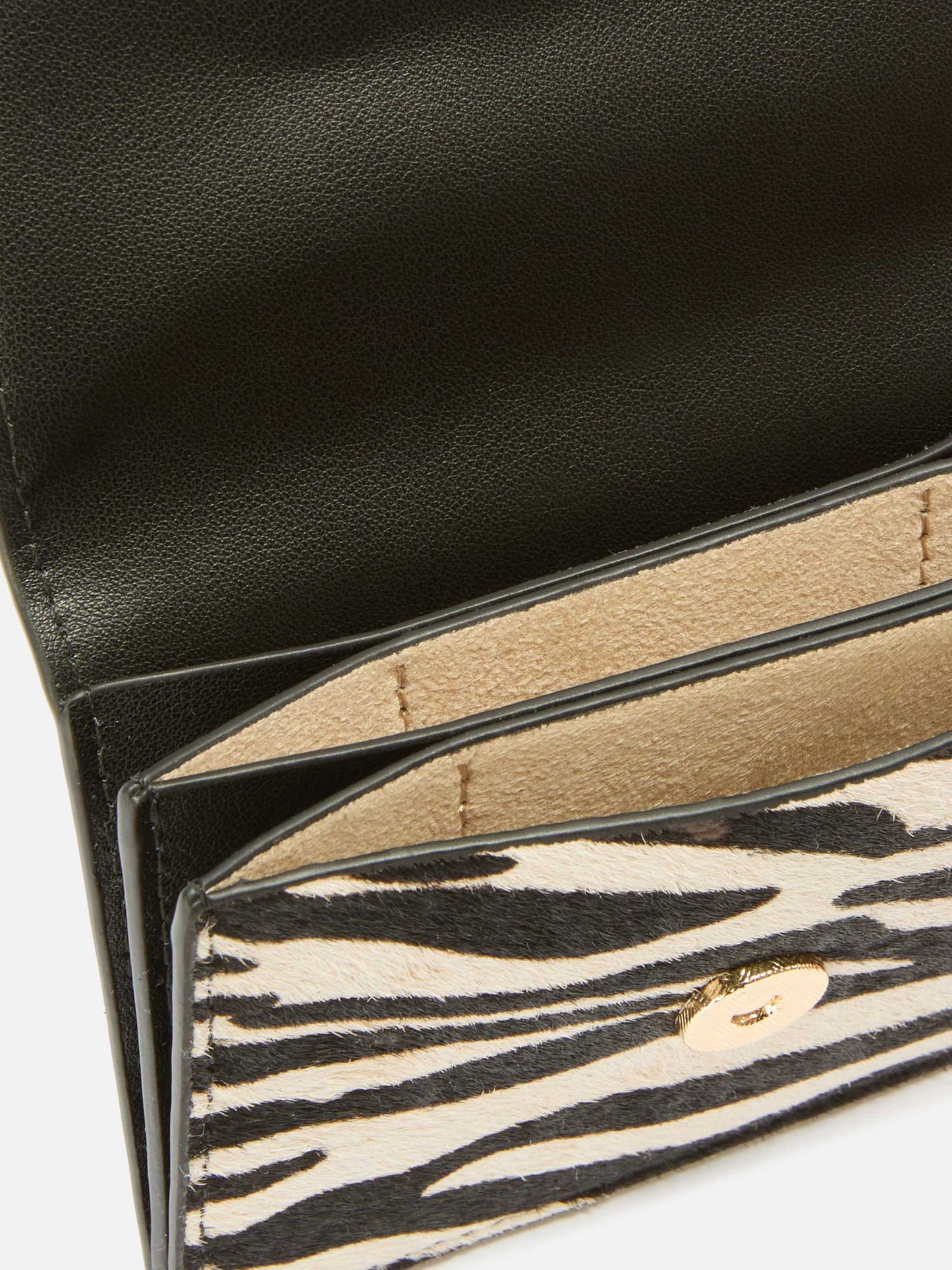 Portacarte Card Holder in pelle spazzolata e cavallino zebrato