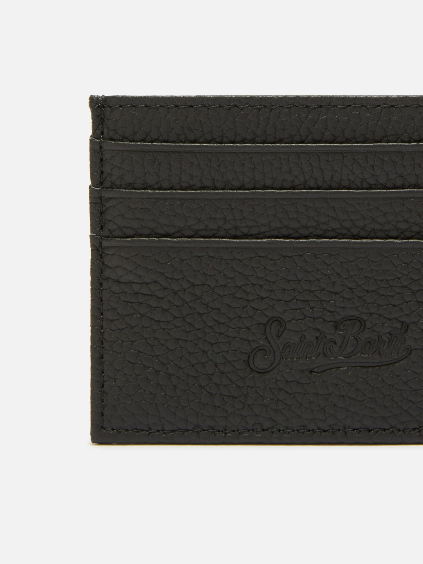 Card Holder in black grained leather