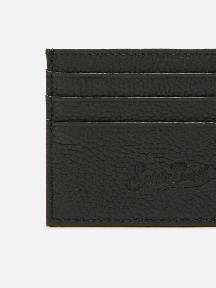 Portacarte Card Holder in pelle martellata nera