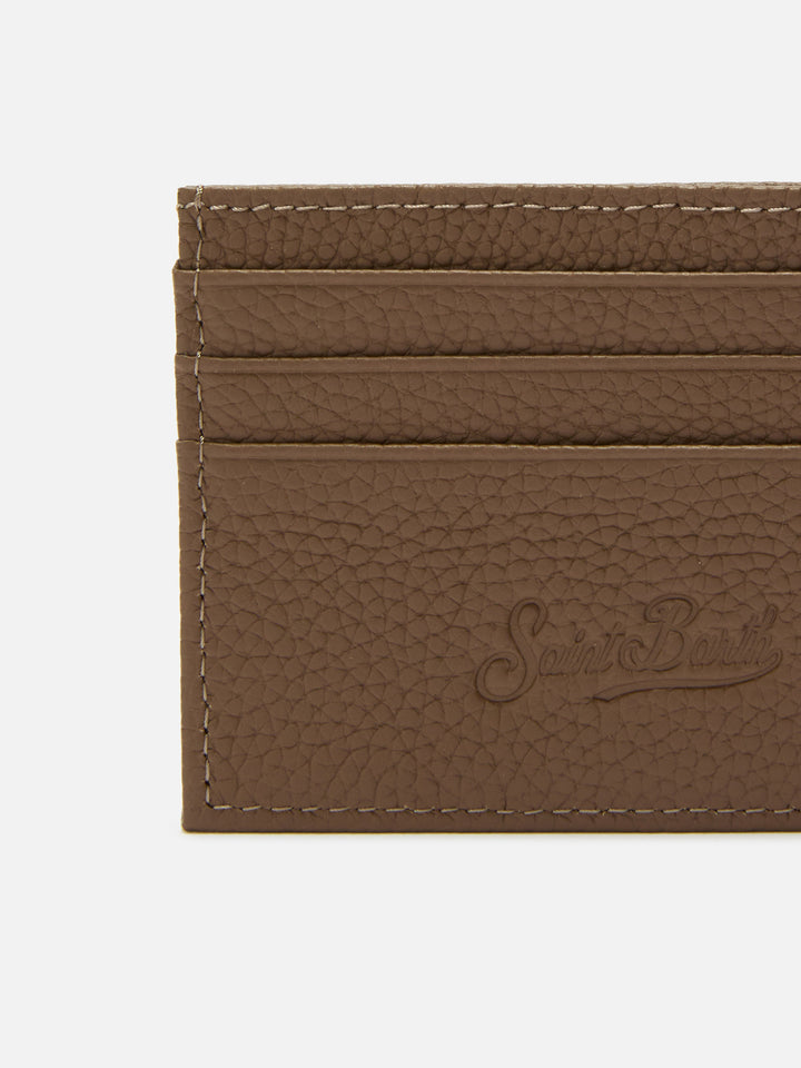 Portacarte Card Holder in pelle martellata marrone