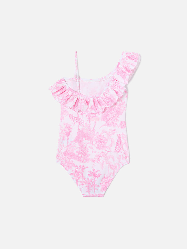 Costume da bagno a due pezzi per bambina, lettera, stampa floreale Costume da bagno a due pezzi per bambina, lettera, stampa floreale