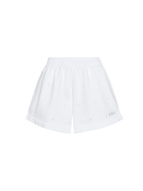 Cate white cotton pull up shorts with striped rhinestone embellishment - MC2 Saint Barth