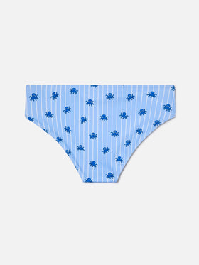 Slip mare Cayo a righe azzurre con stampa polipetti