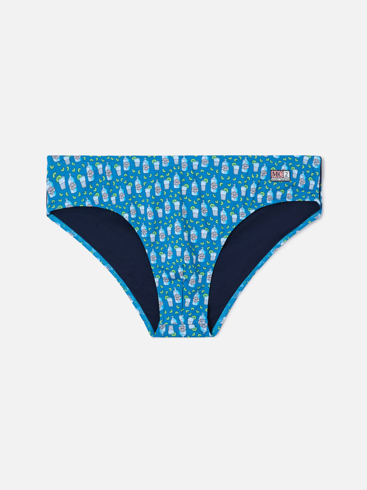 Slip mare Cayo blu navy con stampa cocktail all-over