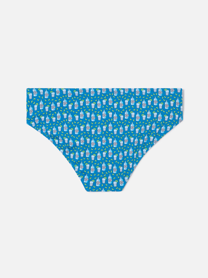 Slip mare Cayo blu navy con stampa cocktail all-over