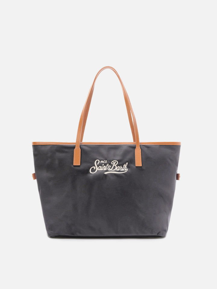 Borsa City nera regular in nylon