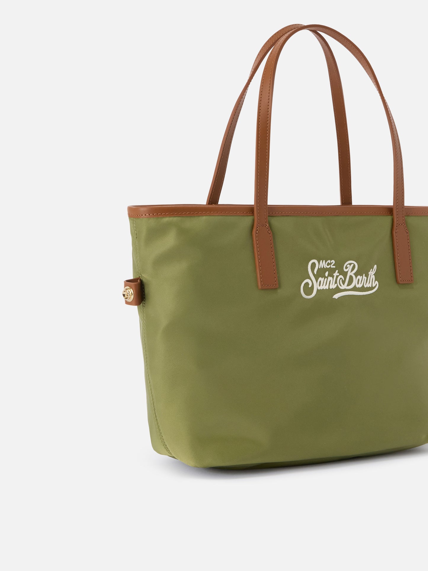 Borsa City medium in nylon verde militare