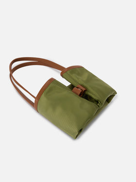 Borsa City medium in nylon verde militare