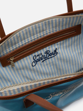 Borsa City medium in nylon azzurro