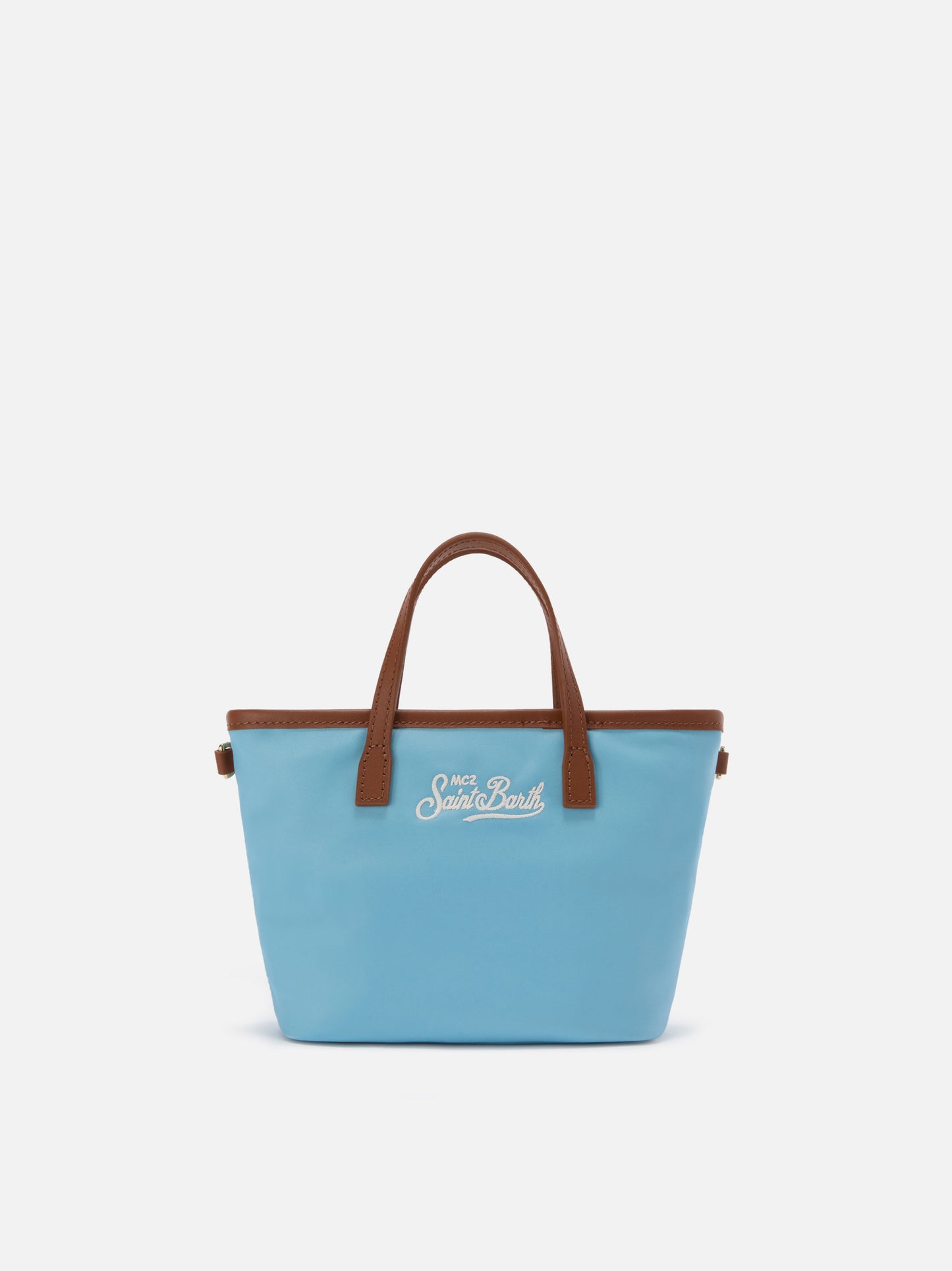 Borsa City mini in nylon azzurra