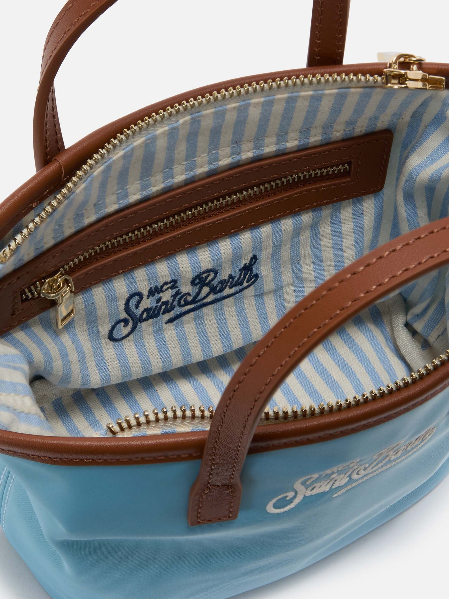 Borsa City mini in nylon azzurra