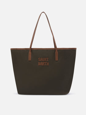 Große gewachste Large City Bag in Military Green mit Logostickerei 