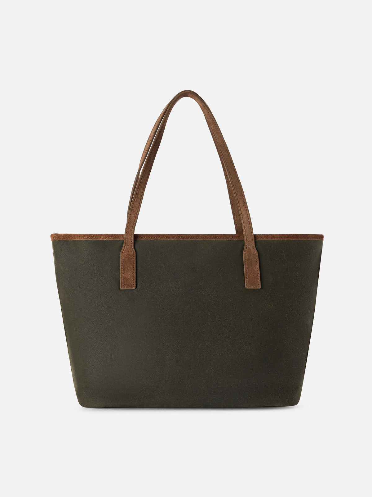 Borsa Medium City verde militare in tessuto cerato con ricamo logo