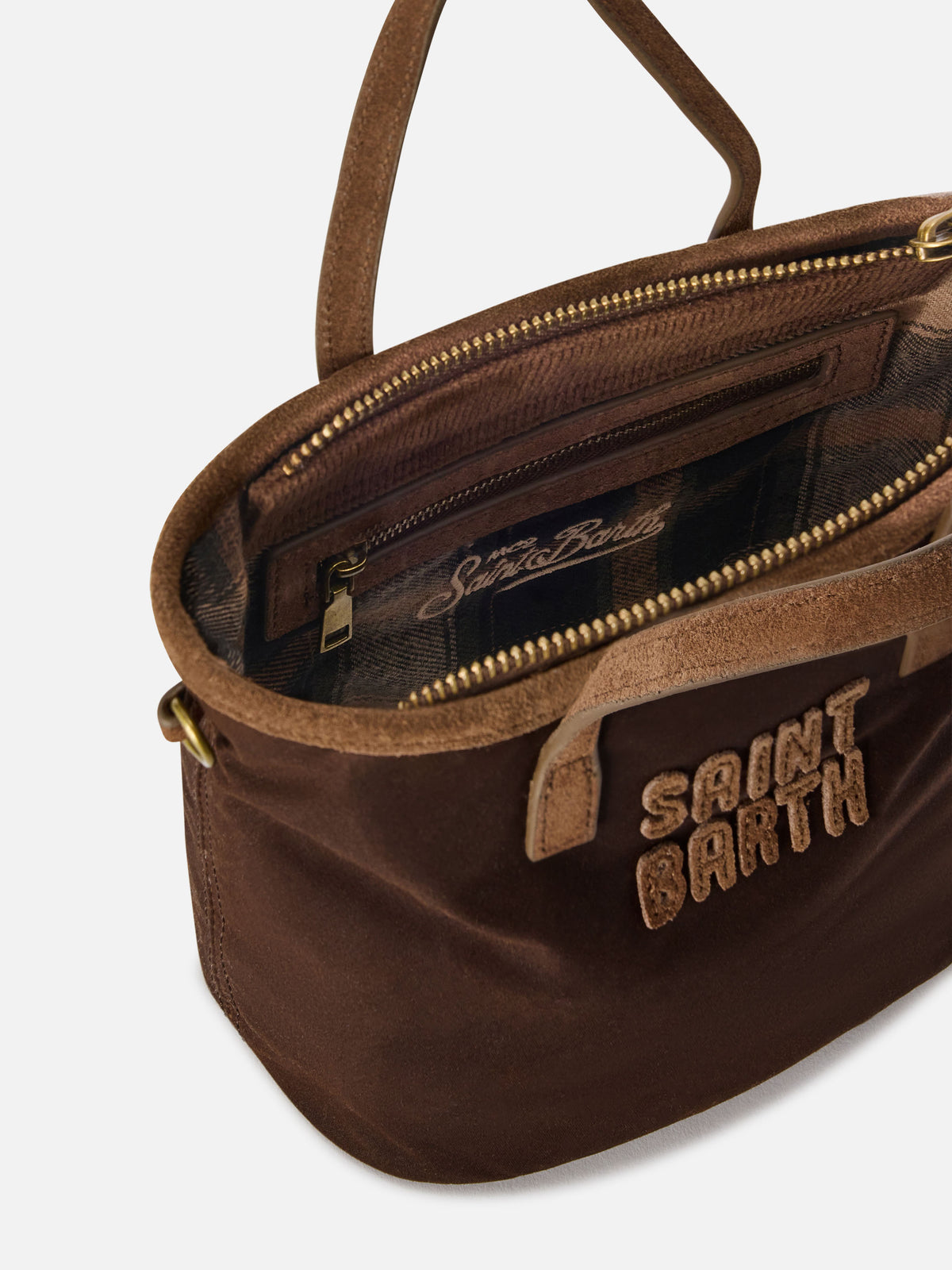Bolso Brown Mini City encerado con bordado del logo 