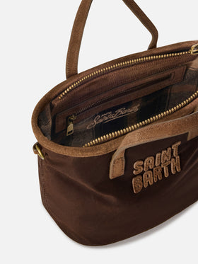 Bolso Brown Mini City encerado con bordado del logo 