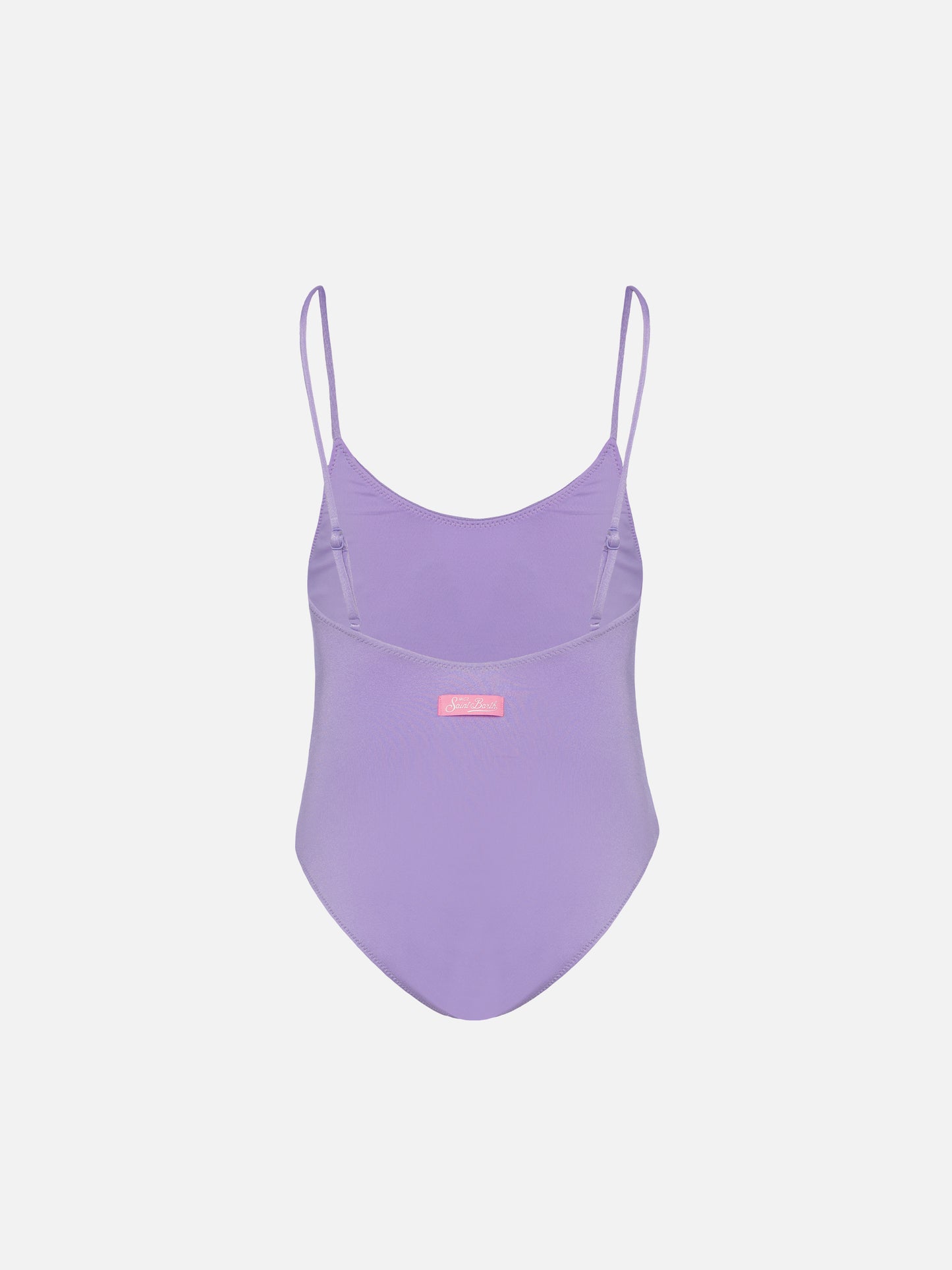 Cecille Jr one-piece shiny swimsuit with rhinestone logo - MC2 Saint Barth