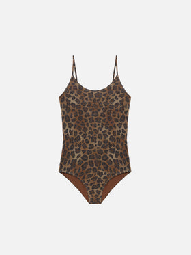 Cecille Jr one-piece lurex swimsuit with animalier print - MC2 Saint Barth