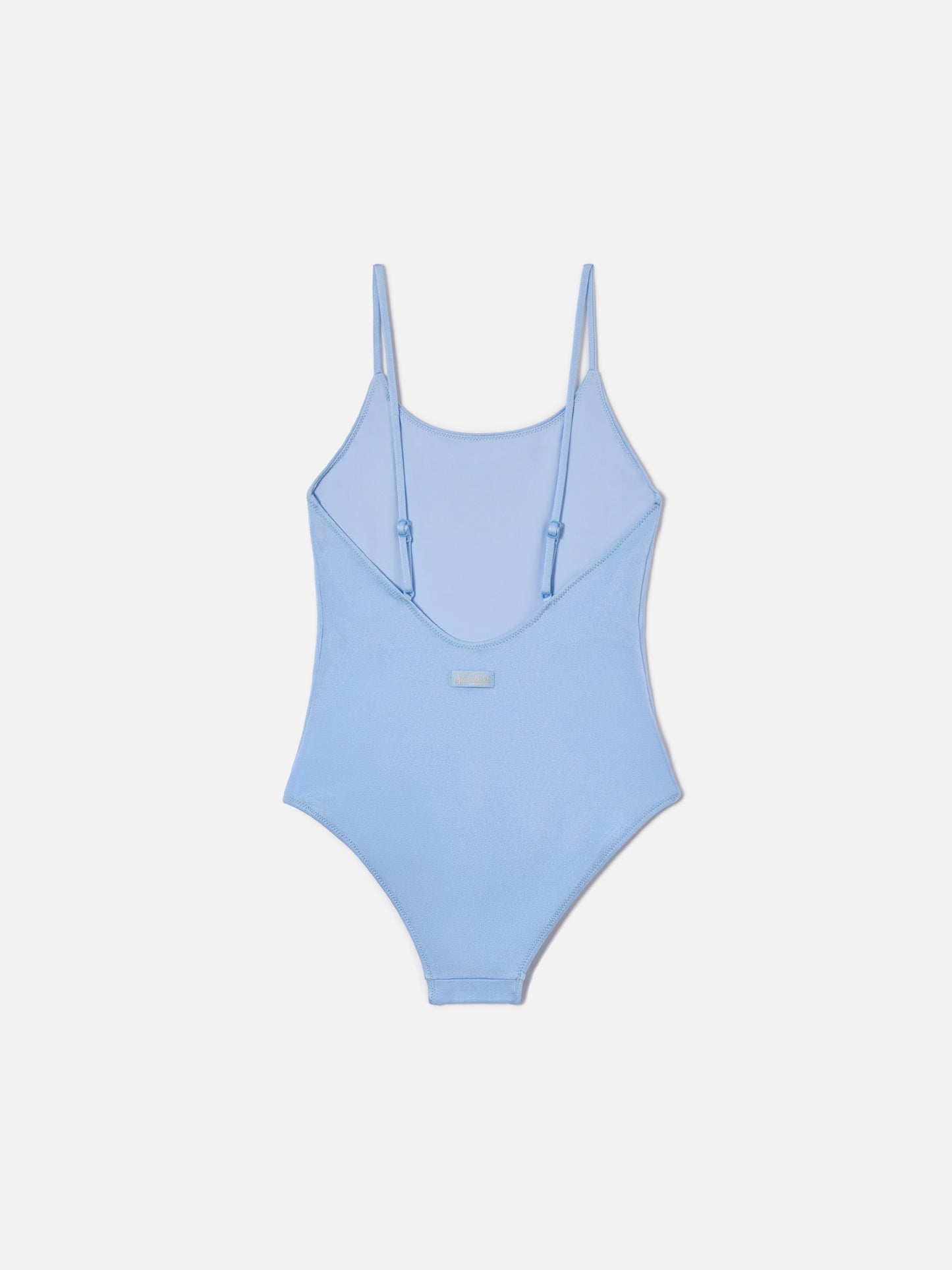 Costume intero Cecille Jr in tessuto glossy finish con logo in strass