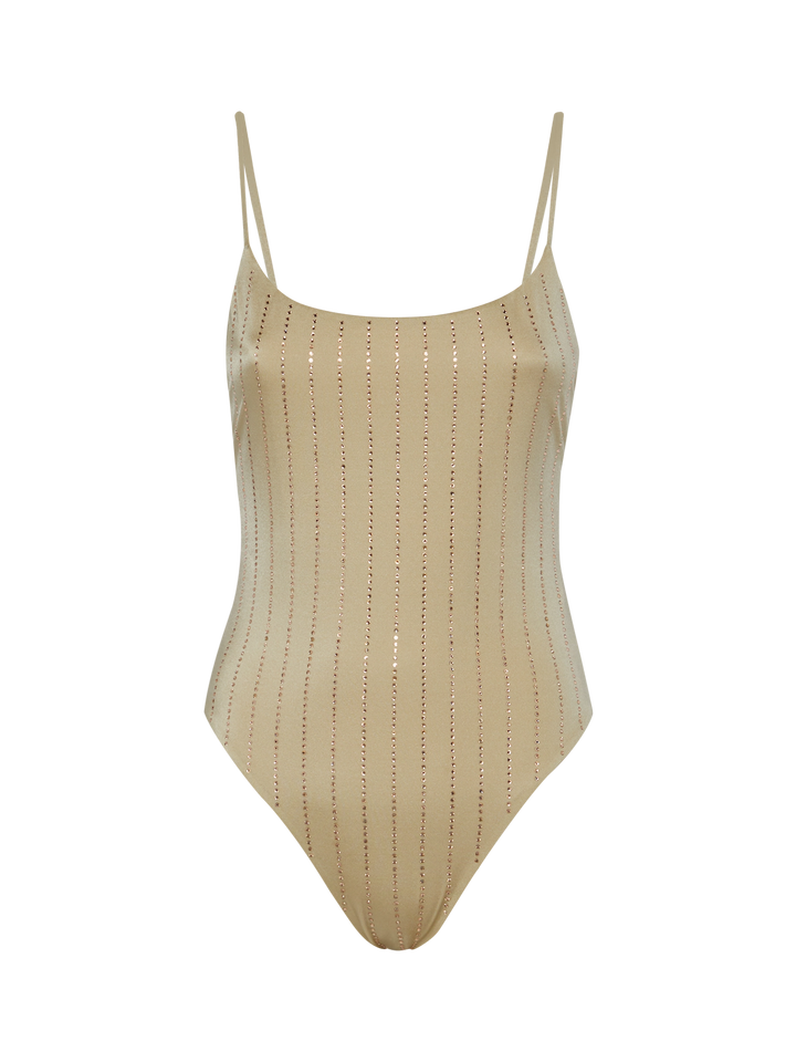 One-piece swimsuit Cecille with rhinestone striped embellishment - MC2 Saint Barth