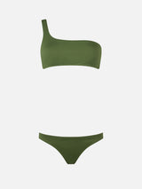 Woman military green one shoulder bralette bikini Celestine Maia