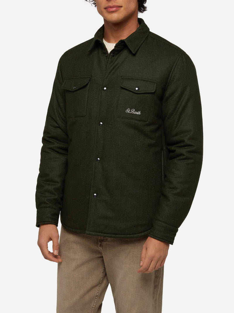 Wooly green overshirt Chalet with St. Barth embroidery