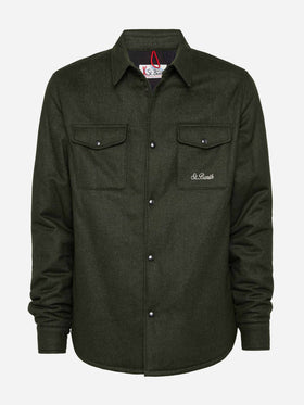 Wooly green overshirt Chalet with St. Barth embroidery - MC2 Saint Barth