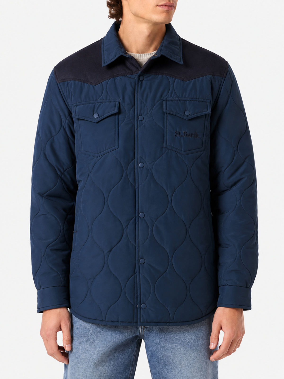 Giacca imbottita Chalet Tex blu navy effetto camoscio