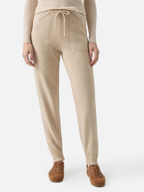 Pantaloni jogger beige Charlie in misto cashmere